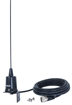 Antenna  VHF 144-174MHz Tunable. For Mobile Radio. Black Finish. 3dBd Gain. Trunk, Side, Or Hole Mounting