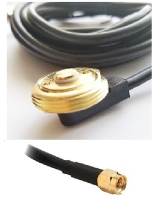 Hole Antenna Mount NMO With 17ft RG58/U Coax Cable and Assembled SMA Connector