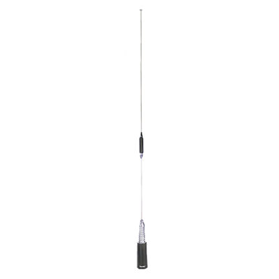 Antenna Dual Band Mobile VHF UHF, 144-148 MHz 2.5 dBd, UHF 430-450 MHz 5.5 dBd, NMO, Chrome Finish, With Spring
