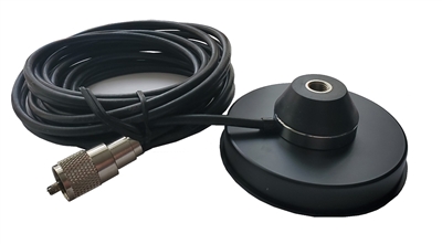 Magnet Antenna Mount 3/8 x 24 Threaded, 3.5", Black, With 17' Coax Cable and Assembled PL259 Connector. BR317T