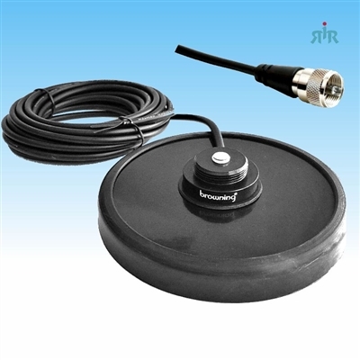 Magnet Antenna Mount NMO 5" with Rubber Boot, RG8X Cable and Assembled PL259 Connector. BROWNING BR-320