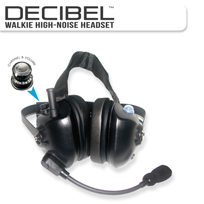 Decibel Dual-Muff High Noise Reducing Headset With Built-In Two-Way Radio